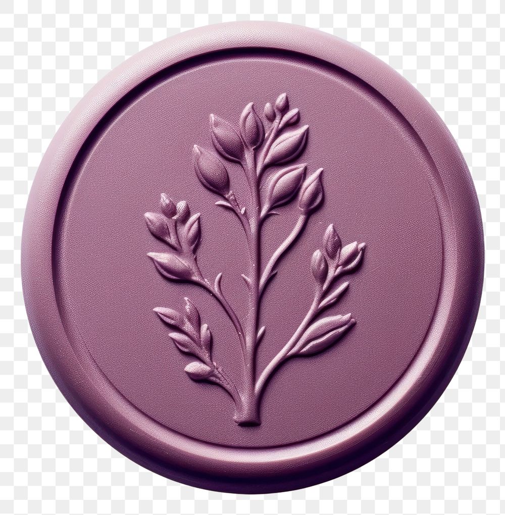 PNG Seal Wax Stamp Larkspur purple white background dishware.