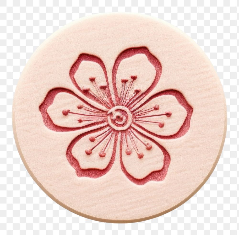 PNG Seal Wax Stamp sakura locket craft white background.