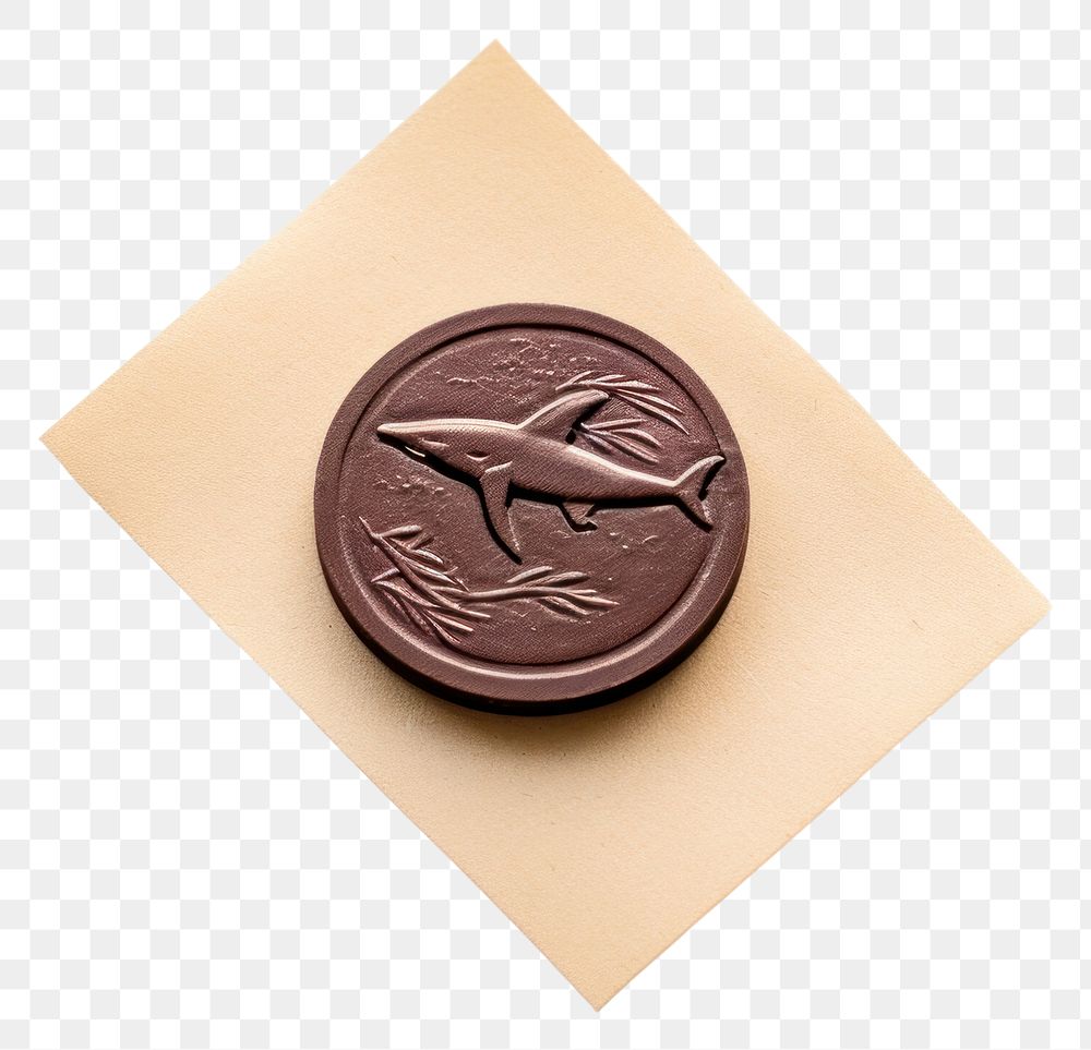 PNG Seal Wax Stamp shark white background sachertorte chocolate.