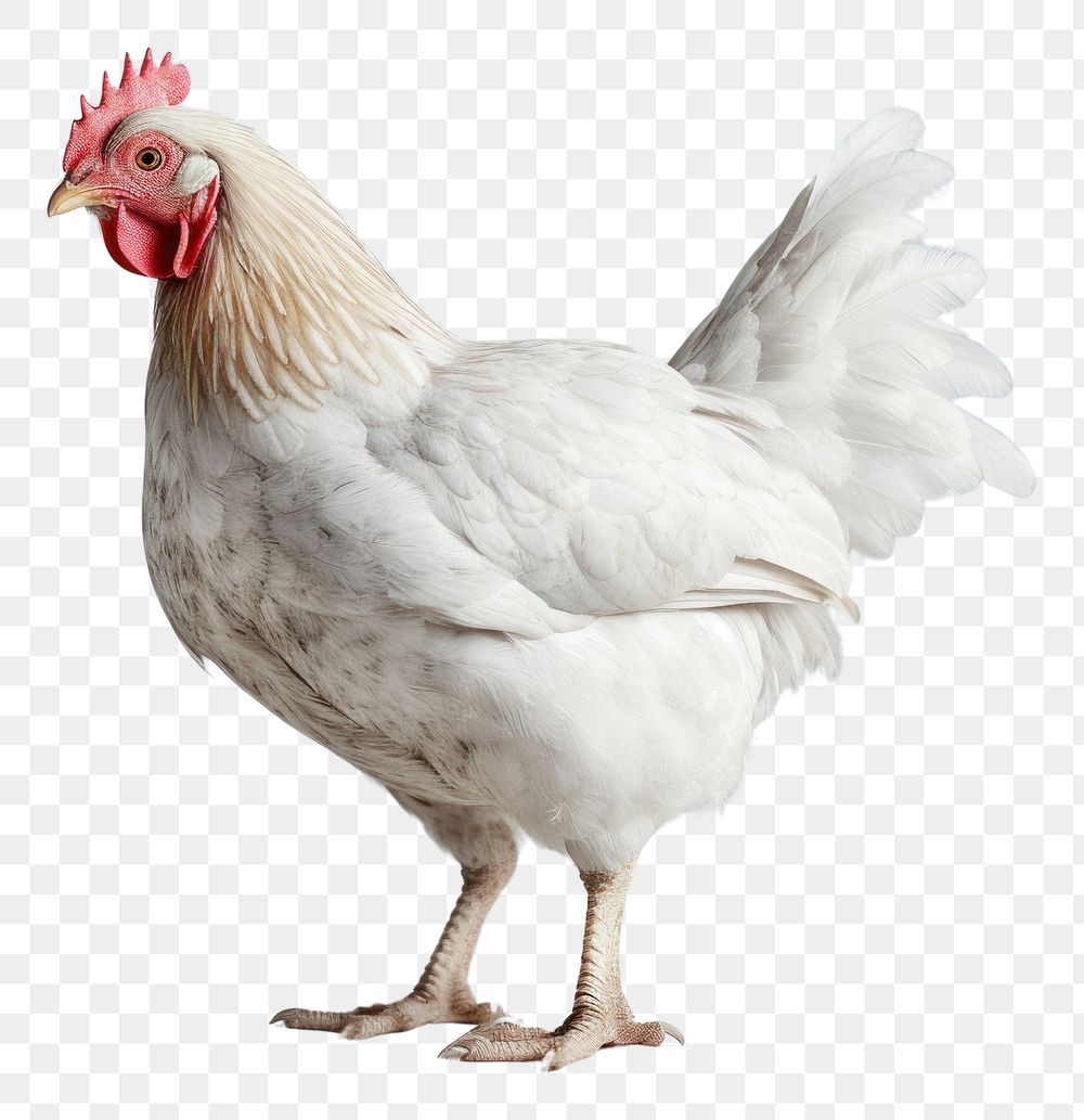 PNG Minimal white hen standing chicken poultry.
