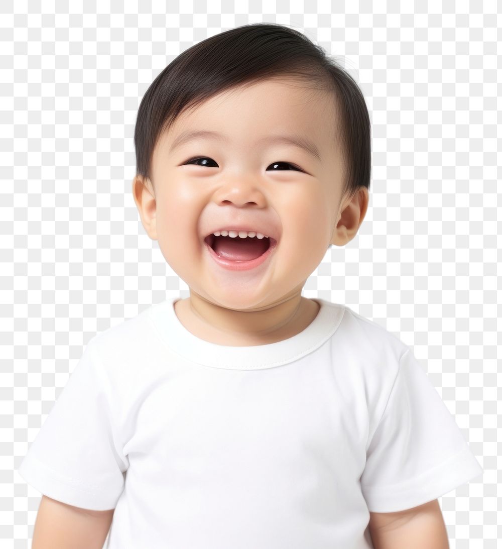 PNG Asian toddler smiling t-shirt smile.