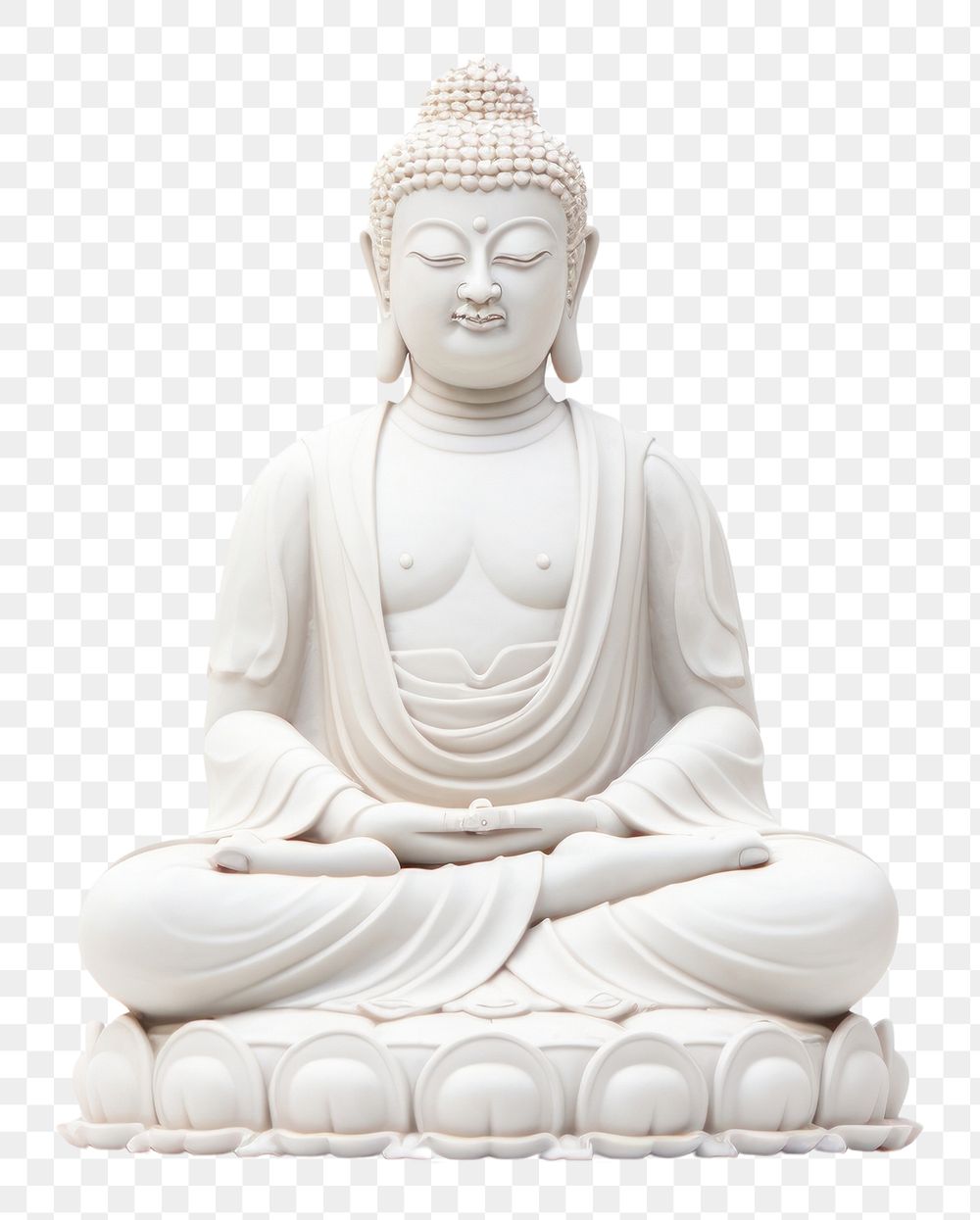 PNG  Buddha statue white white background representation.
