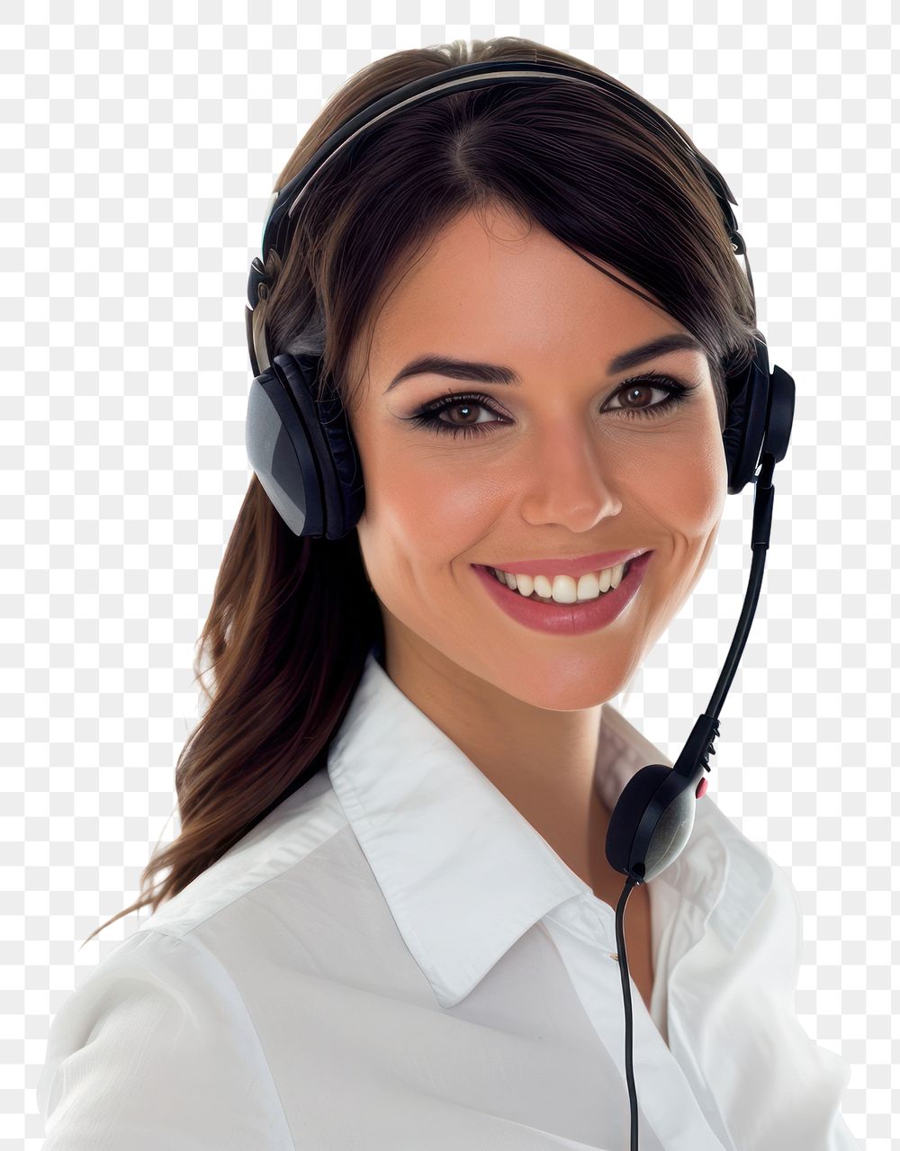 PNG  Portrait headset smile headphones.