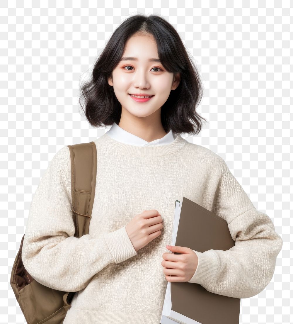 PNG Happy Korean Student Girl sweater smile happy.