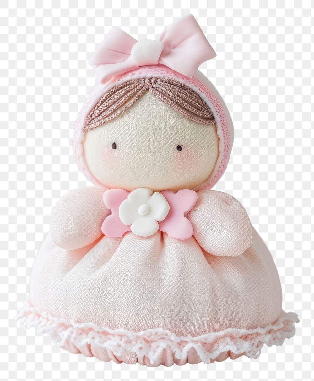 PNG Stuffed doll cake cute toy representation.