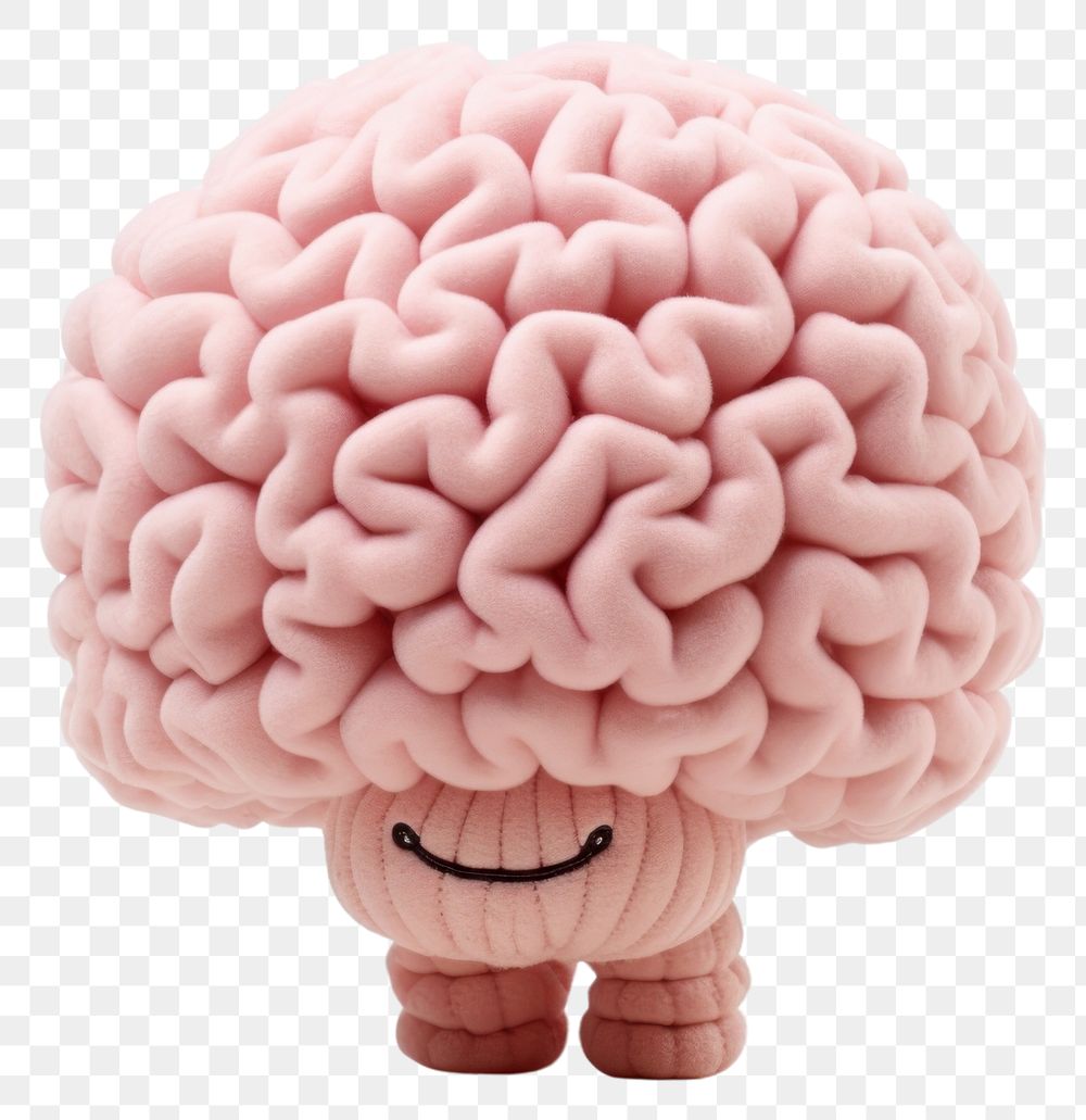 PNG Stuffed doll brain toy white background outdoors.
