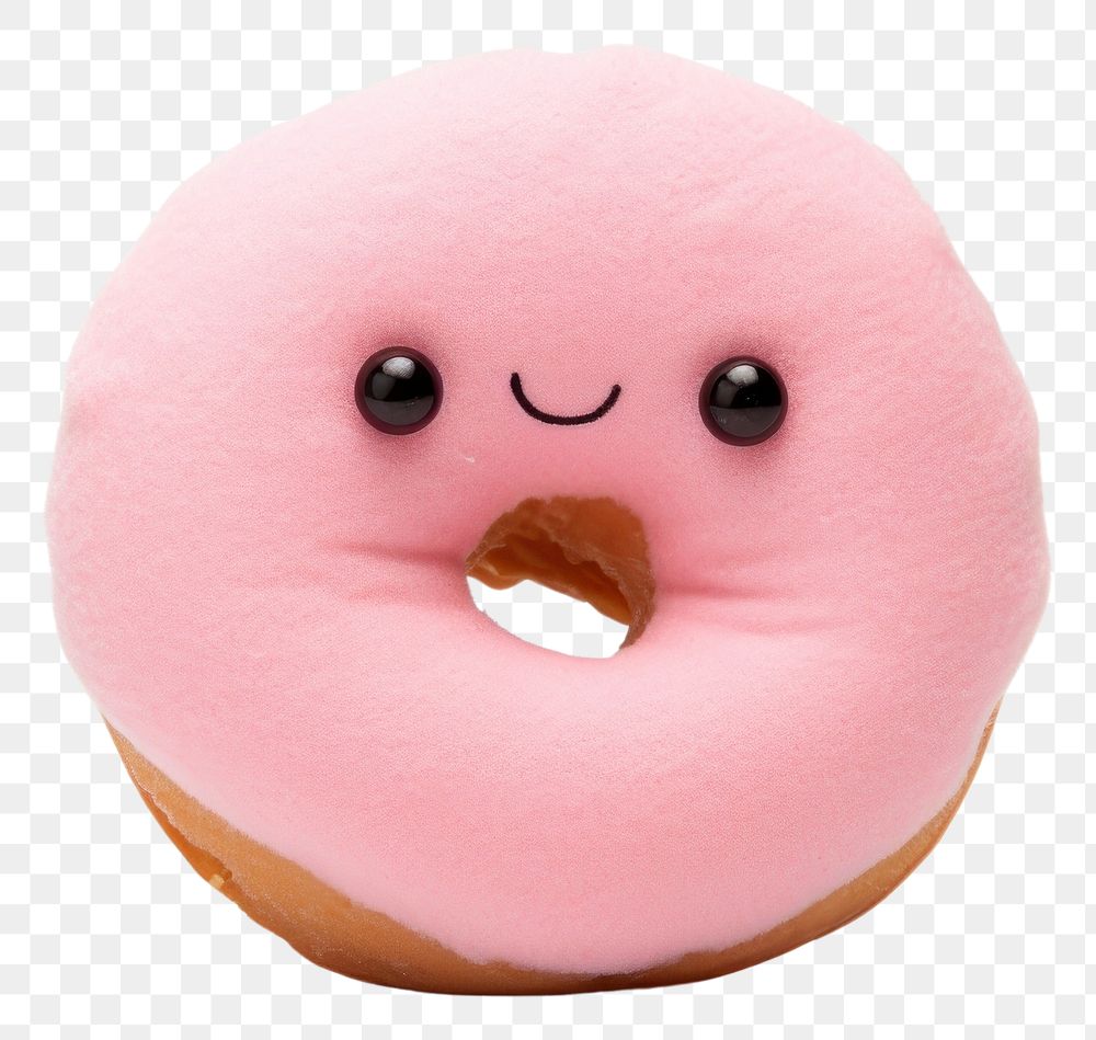 PNG Stuffed doll donut food white background anthropomorphic.