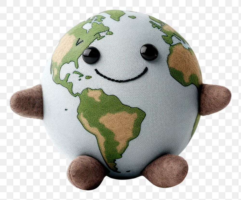 PNG Stuffed doll earth cute toy white background.