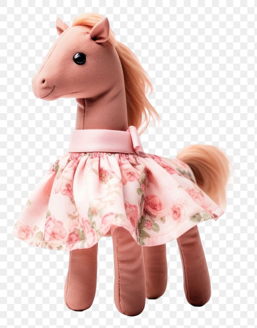 PNG Stuffed doll horse wearing dress figurine cute toy.