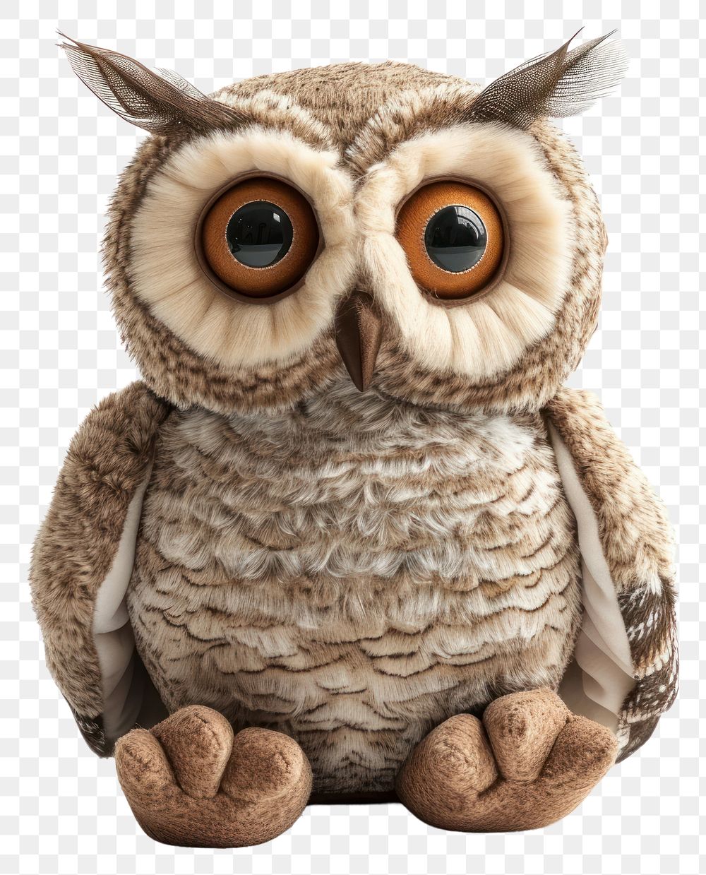 PNG Stuffed doll owl animal bird toy.
