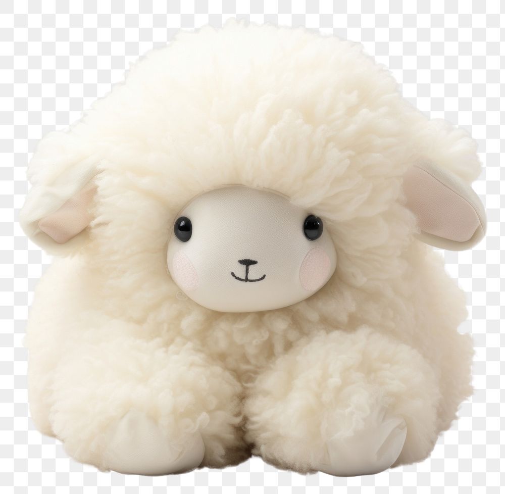 PNG Stuffed doll sheep plush white cute.