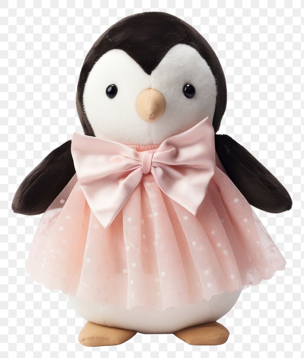 PNG Stuffed doll penguin wearing dress animal plush bird.