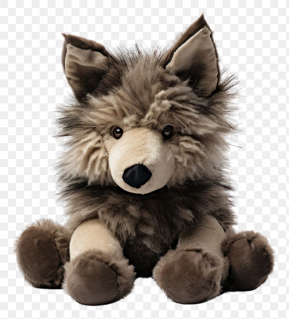 PNG Stuffed doll wolf plush cute toy.