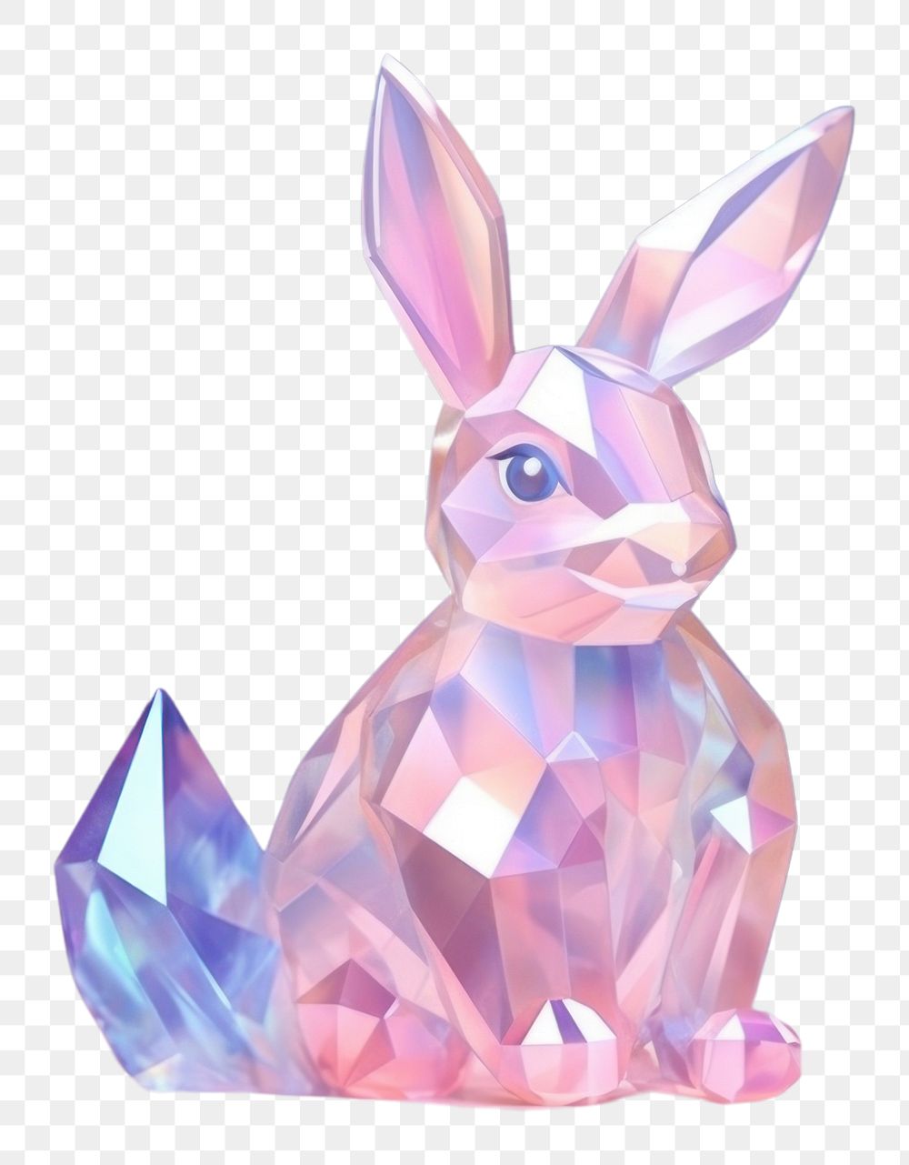 PNG Rabbit holography cartoon crystal animal.