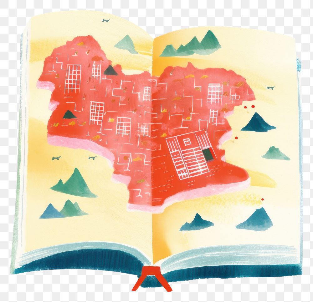 PNG  China map book red white background. AI generated Image by rawpixel.