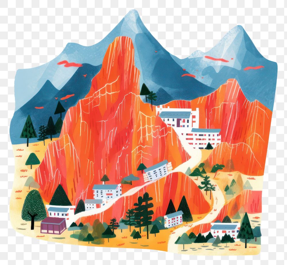 PNG  China map mountain outdoors painting. AI generated Image by rawpixel.