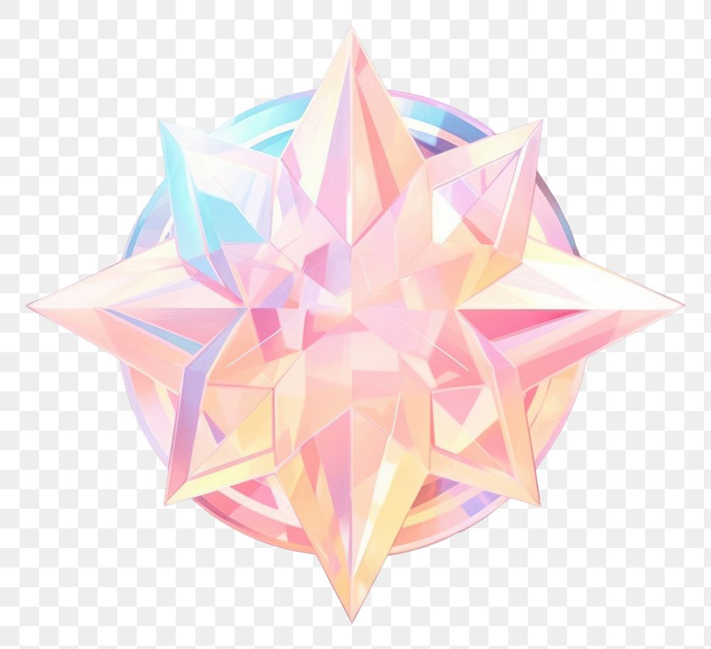 PNG Sun star holography crystal art illuminated.