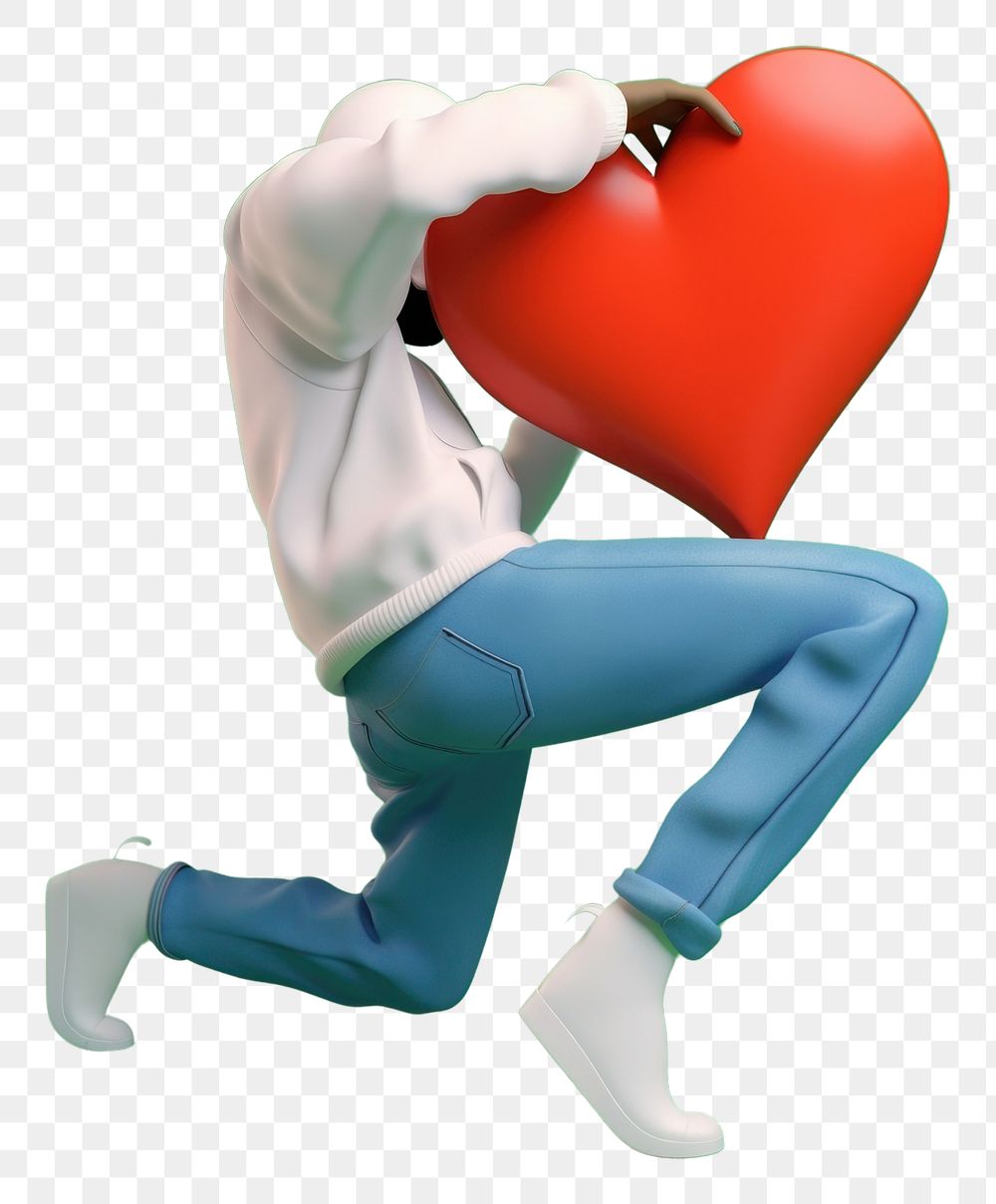 PNG  A man playing heart cartoon red standing. AI generated Image by rawpixel.
