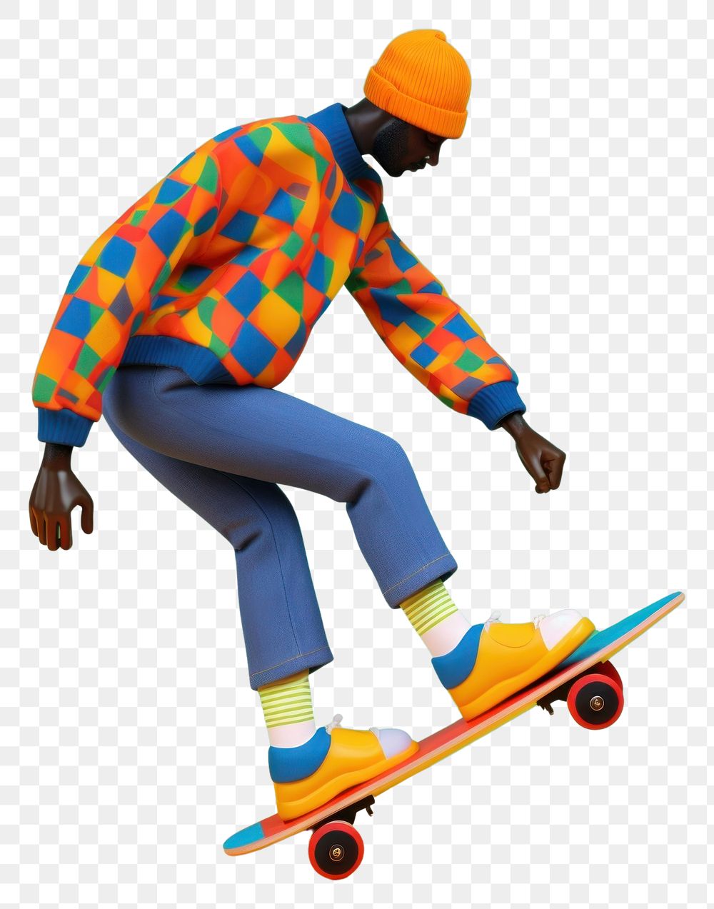 PNG  Black man playing skateboard fashion art cap. AI generated Image by rawpixel.
