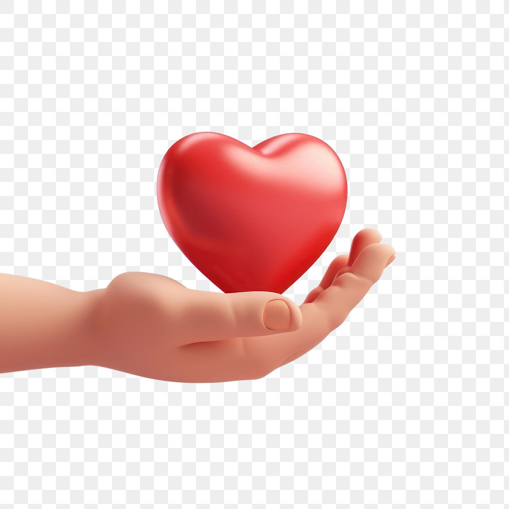 PNG  Hand holding a heart emoji red white background romance