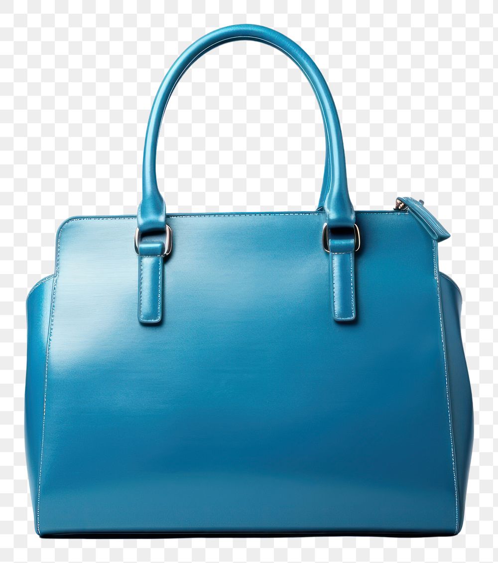 PNG  Blue leather handbag purse blue.
