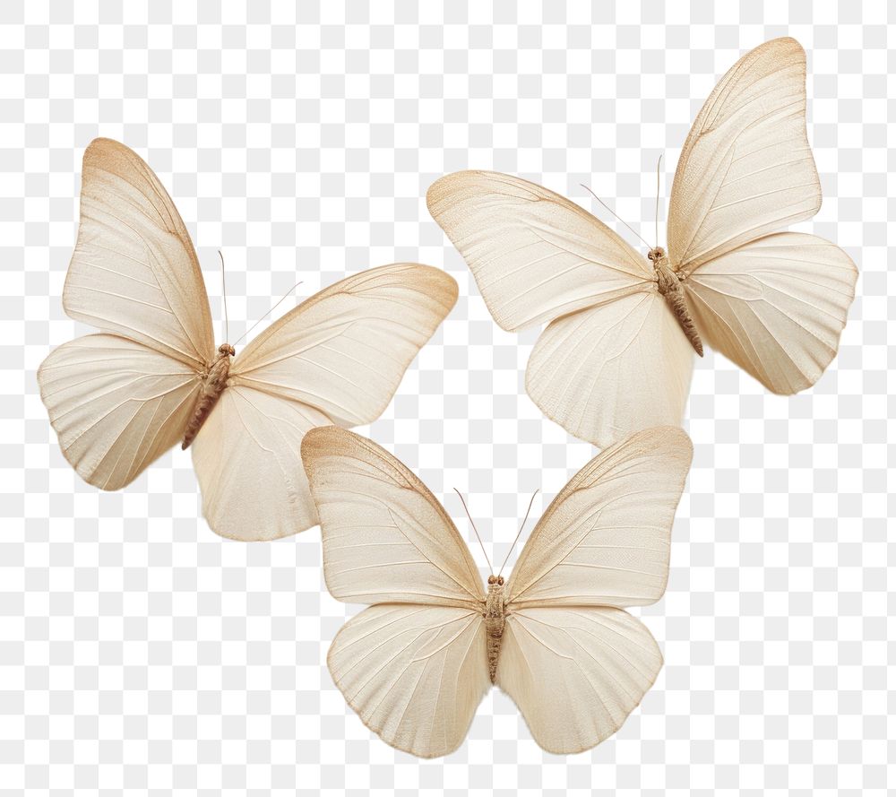PNG Minimalist photography close up flat lay three white butterflies butterfly animal insect.