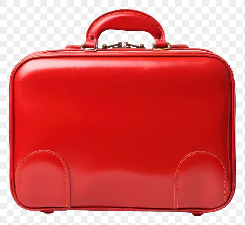 PNG  Red travel baggage briefcase suitcase luggage.