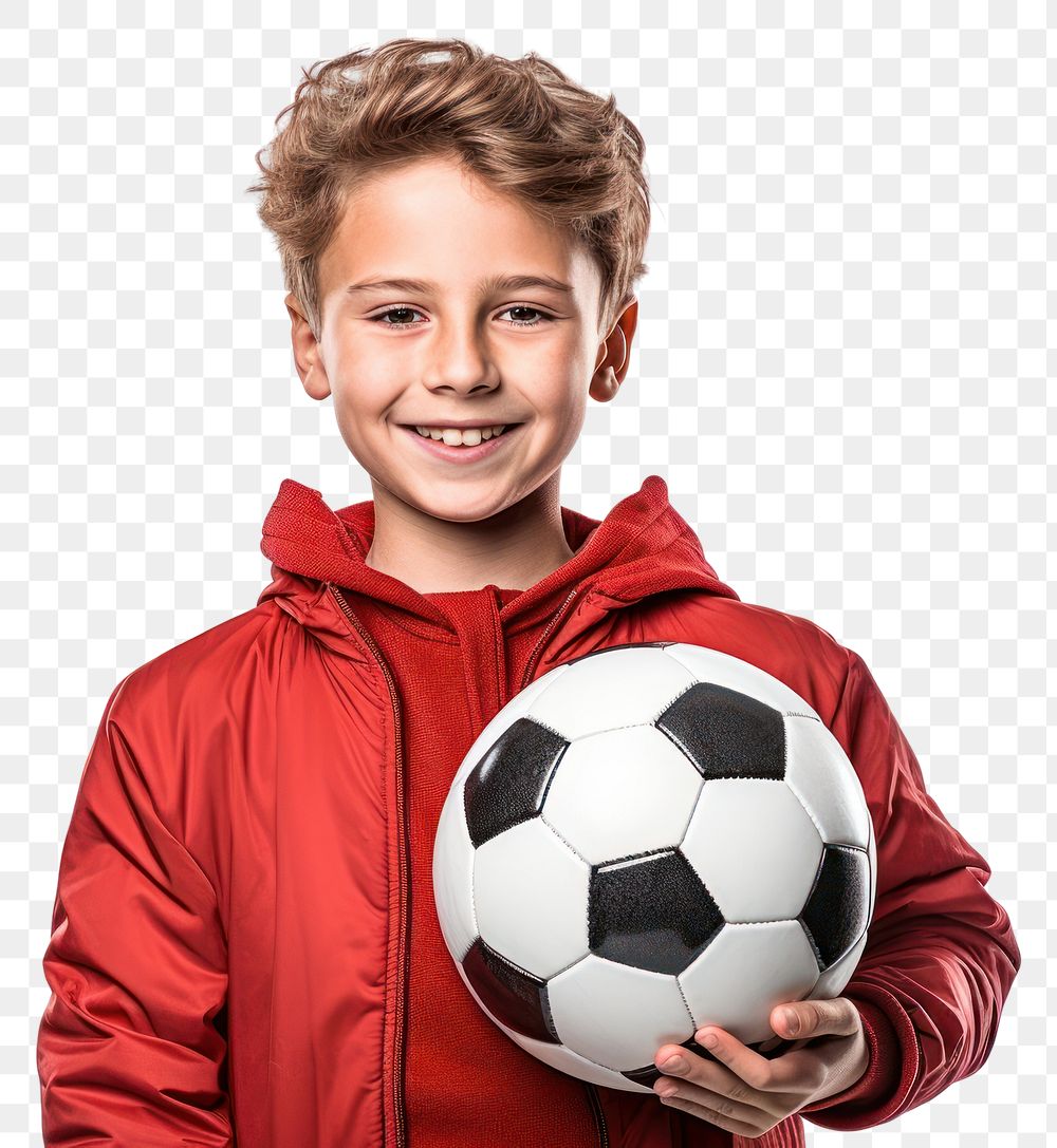 PNG A caucasian boy portrait ball football.