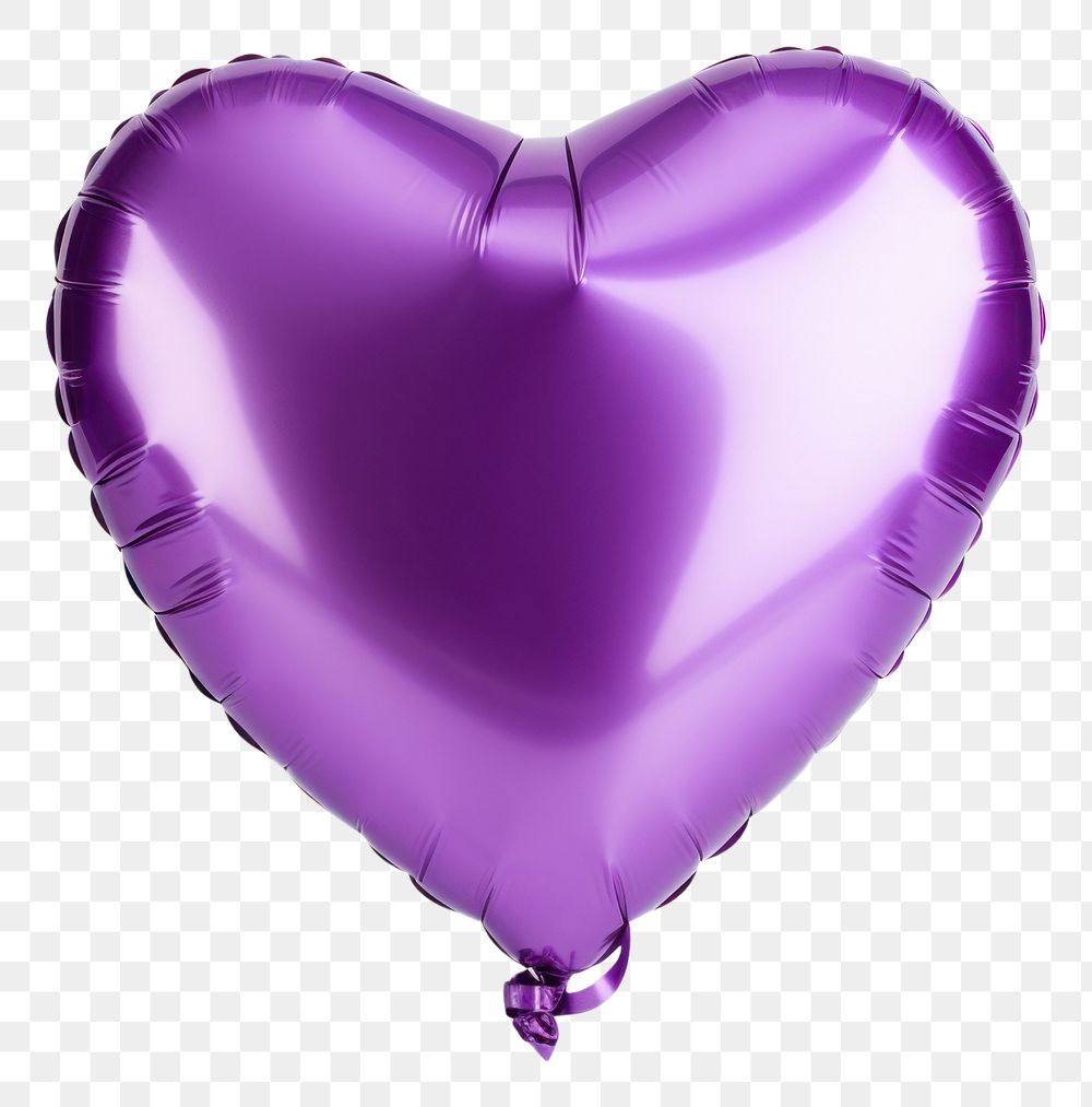 PNG Foil balloon purple heart white background.