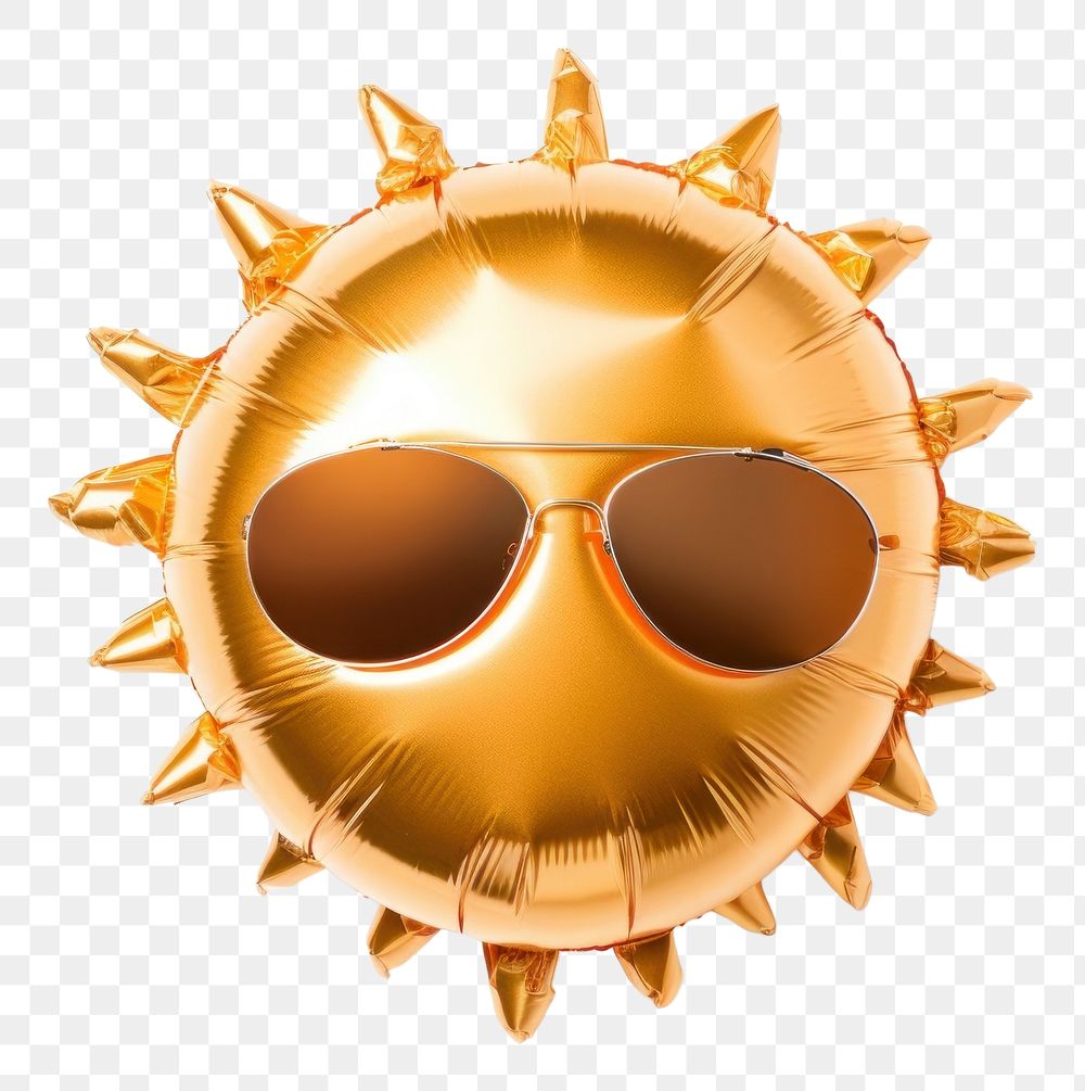 PNG Foil balloon sunglasses shape gold.
