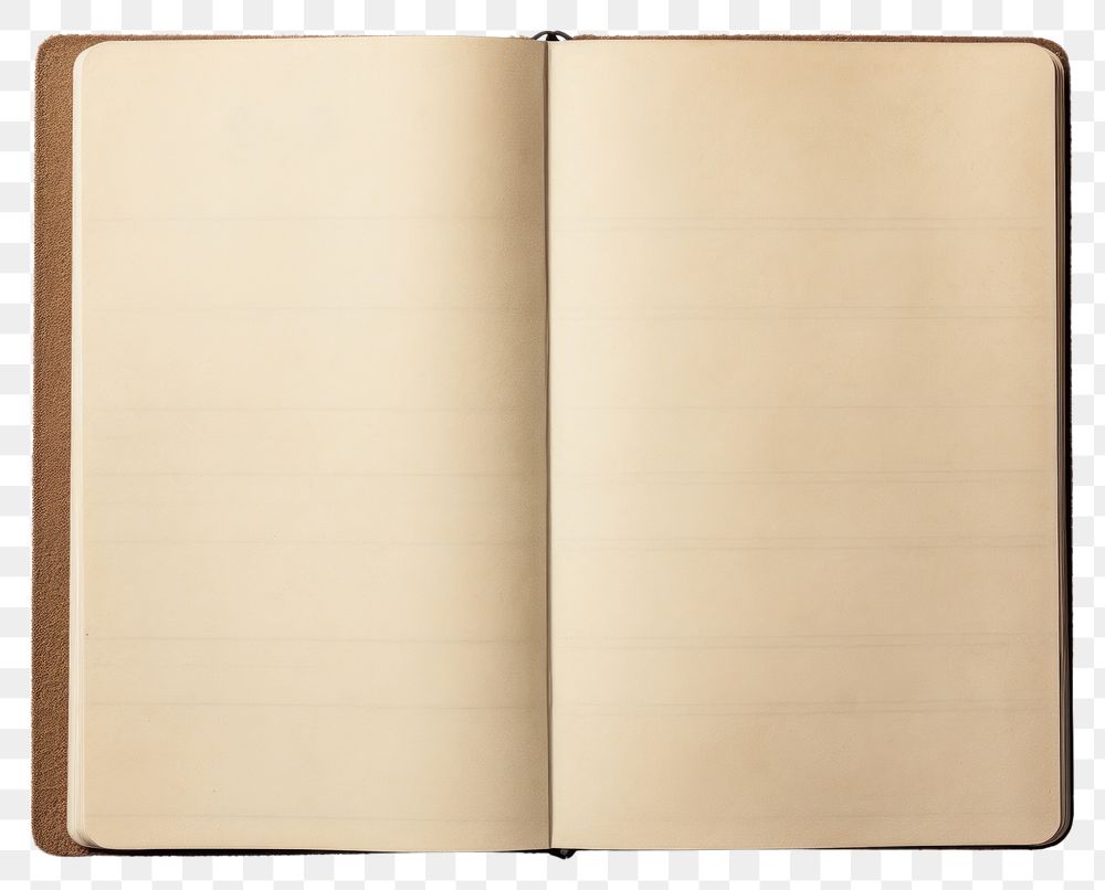 PNG Vintage blank open notebook publication diary page.