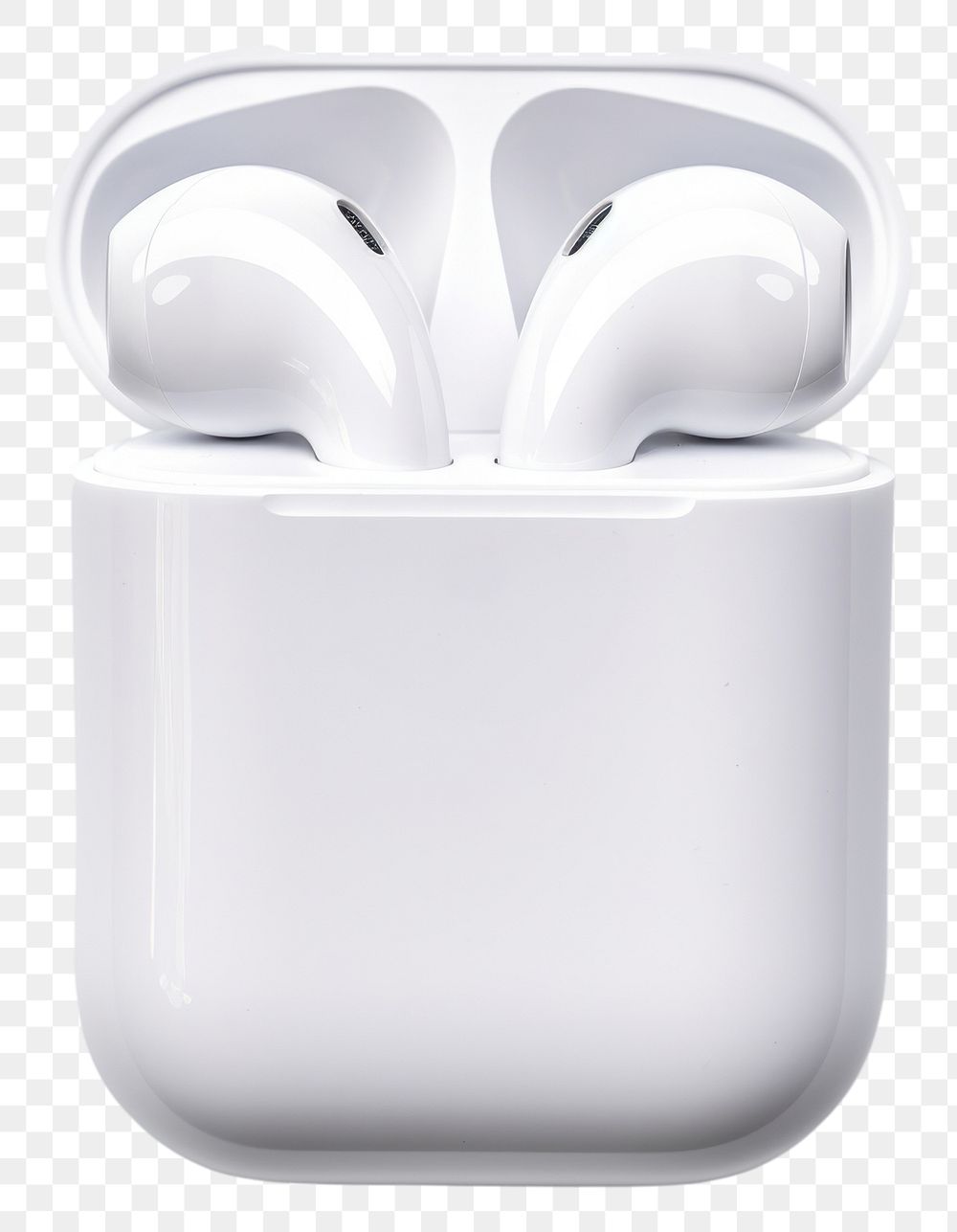 PNG White wireless earpods white background technology headphones.