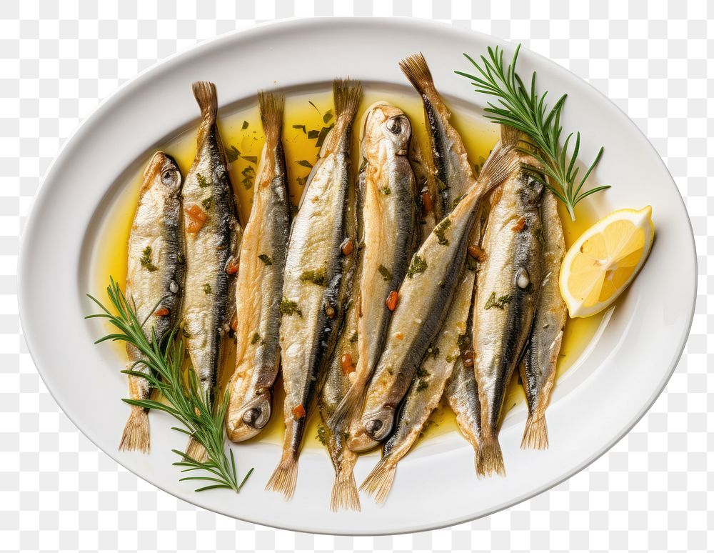 PNG  Boquerones en vinagre plate food sardine. AI generated Image by rawpixel.
