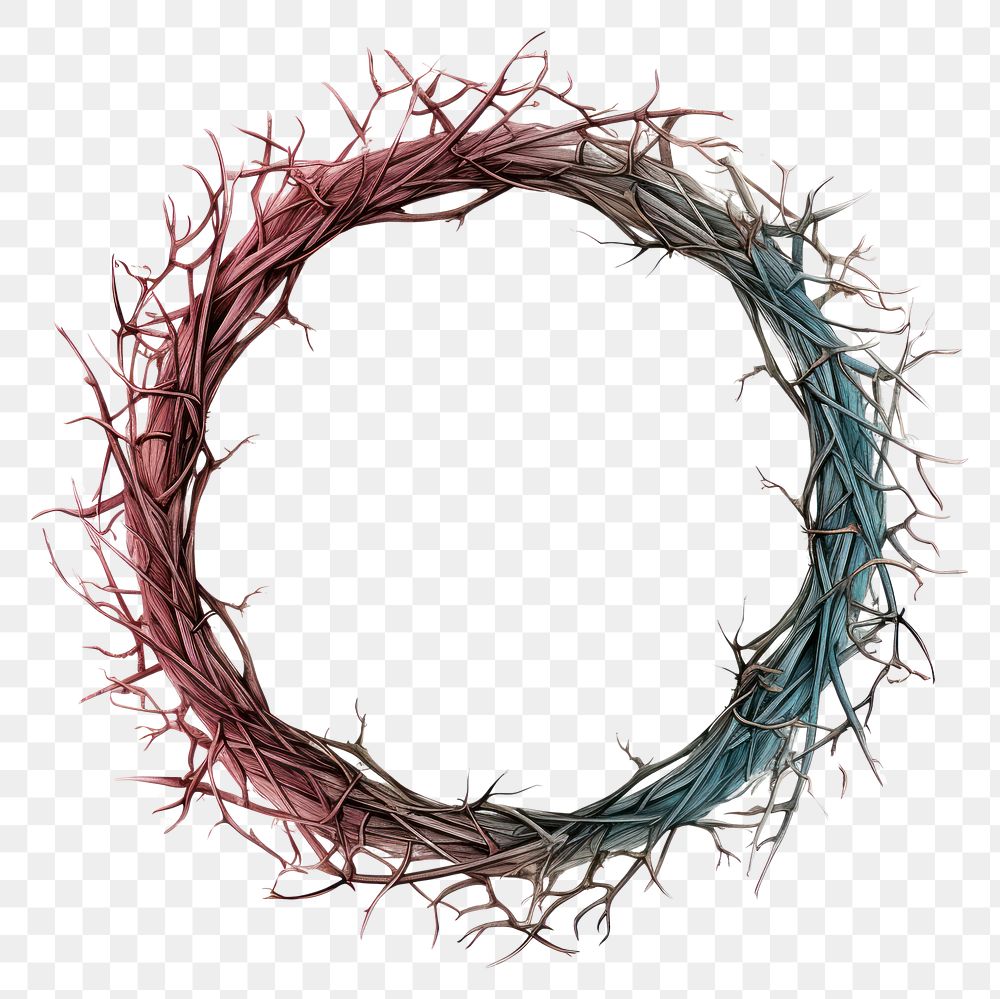 PNG  Thorns circle wreath white background. AI generated Image by rawpixel.