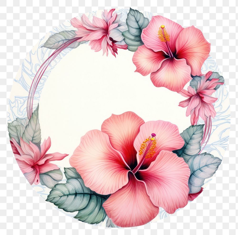 PNG  Hibiscus flower circle petal. AI generated Image by rawpixel.