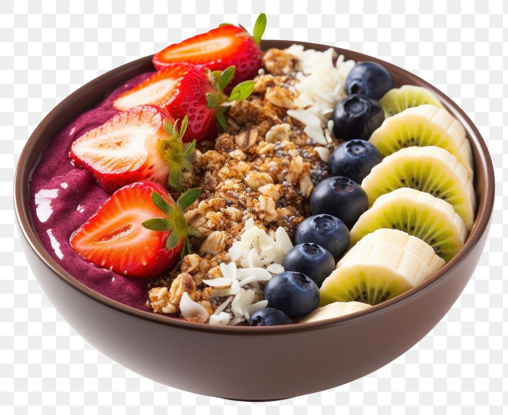 PNG Bowl blueberry granola fruit. AI generated Image by rawpixel.
