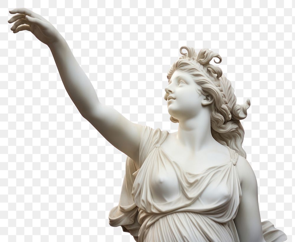 PNG  Greek sculpture waving statue female white