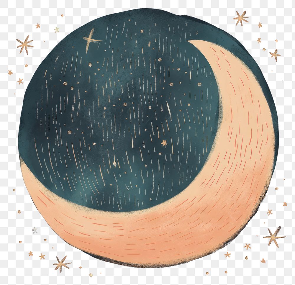 PNG  Chalk style moon astronomy nature night.