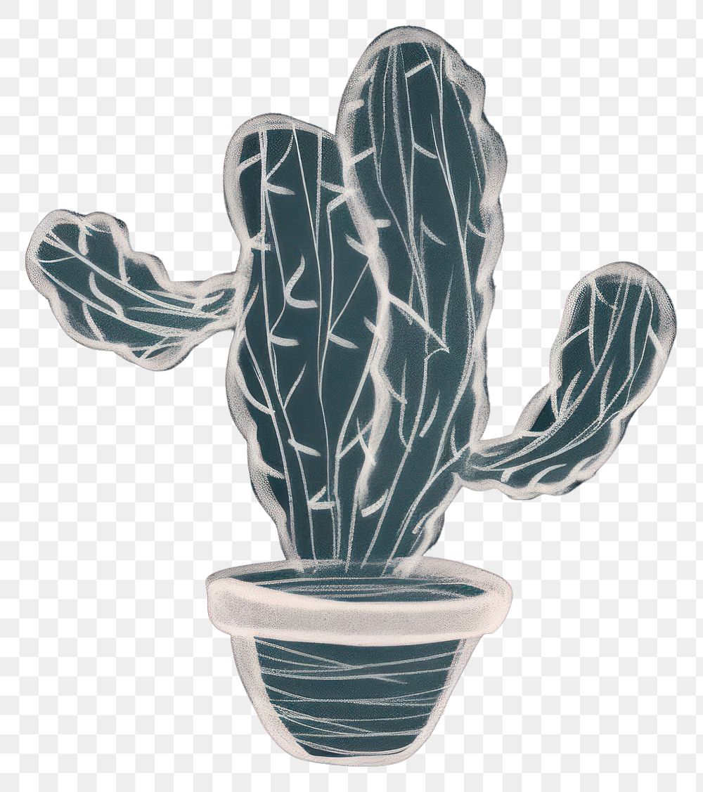 PNG  Chalk style cactus black background houseplant chandelier.