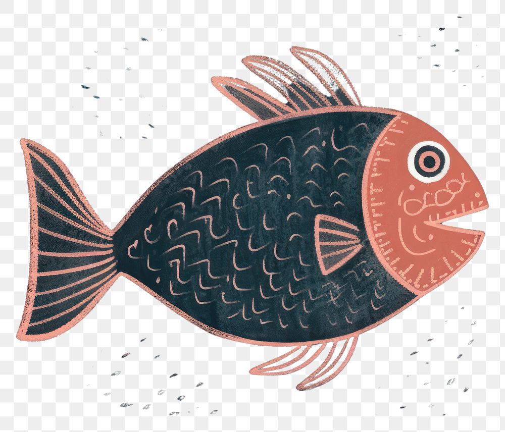 PNG  Chalk style fish animal underwater undersea.