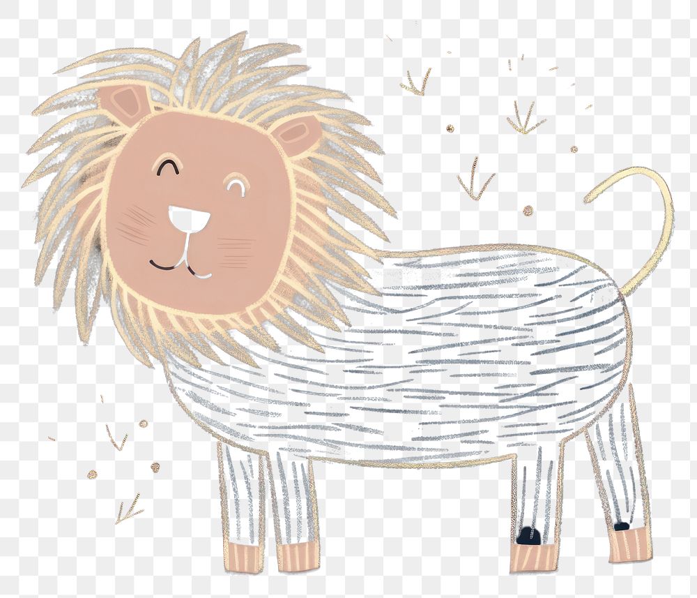 PNG  Chalk style lion cartoon drawing mammal.