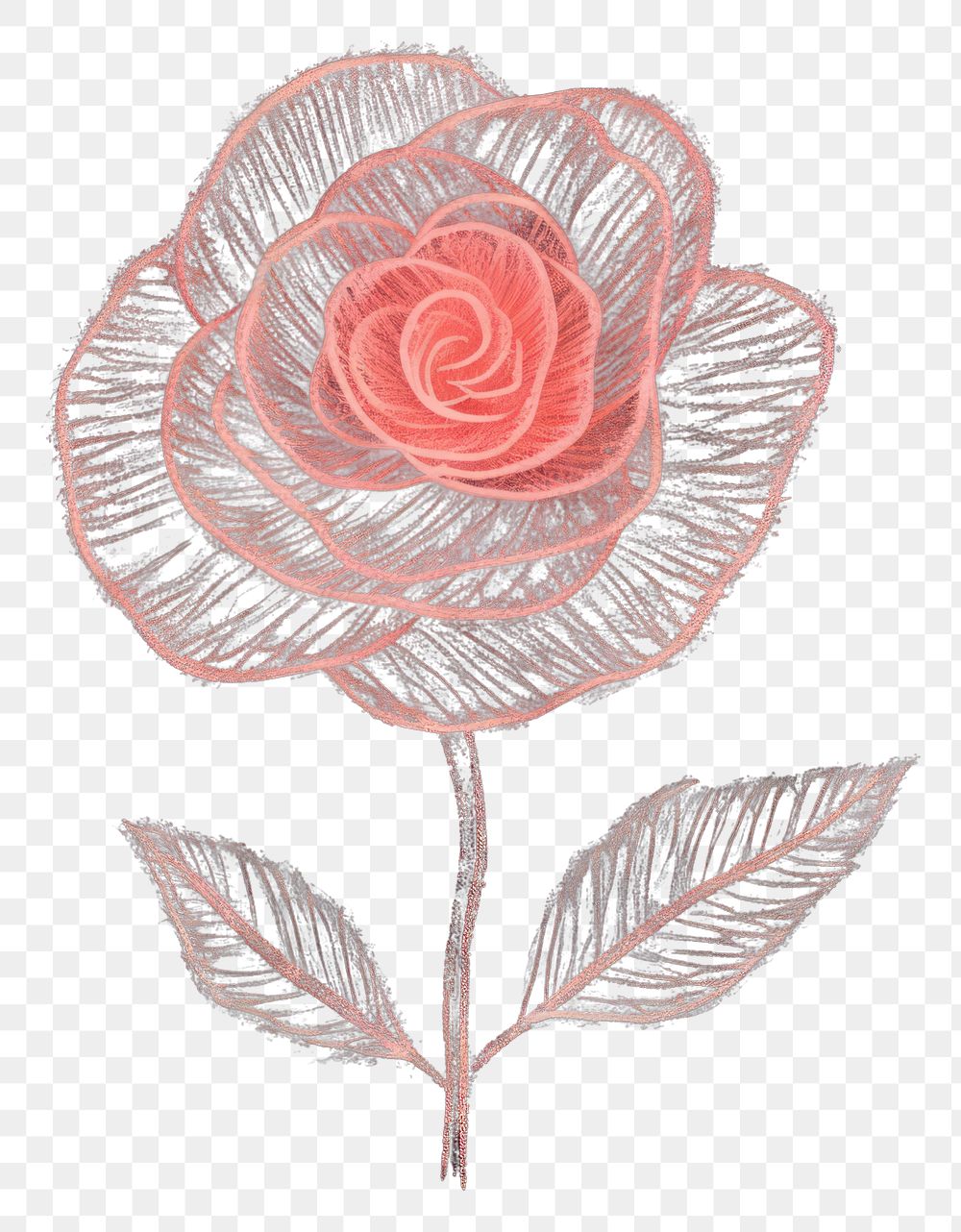PNG  Chalk style rose pattern drawing flower.
