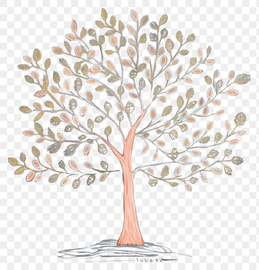 PNG  Chalk style tree pattern plant illustrated.