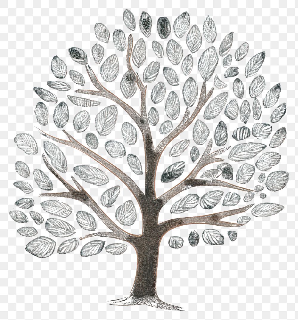 PNG  Chalk style tree plant black background illustrated.