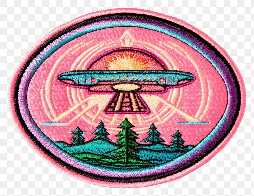 PNG UFO badge circle purple. AI generated Image by rawpixel.