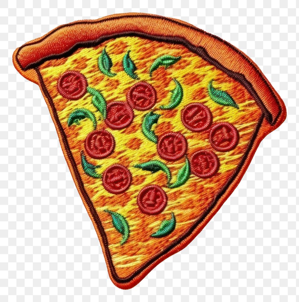 PNG Pizza embroidery white background representation. AI generated Image by rawpixel.
