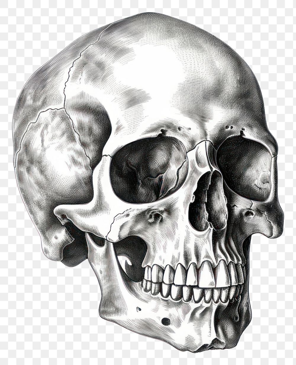 PNG  Skull drawing sketch white background.