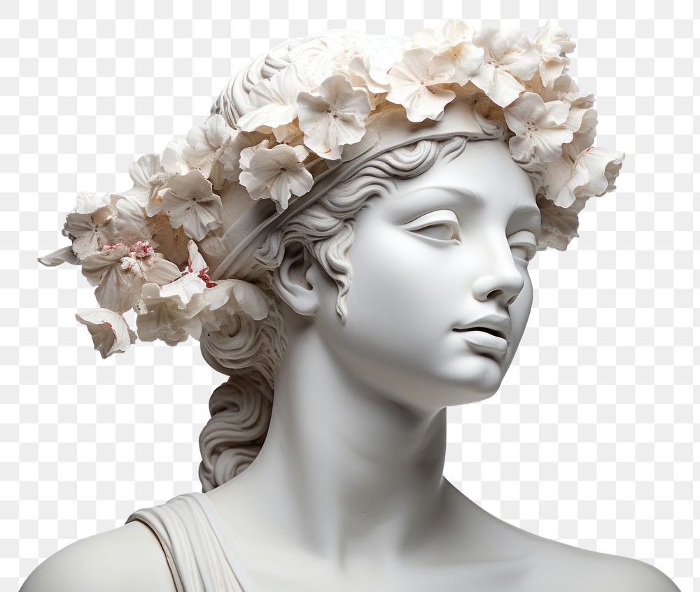 PNG  Sculpture portrait statue flower