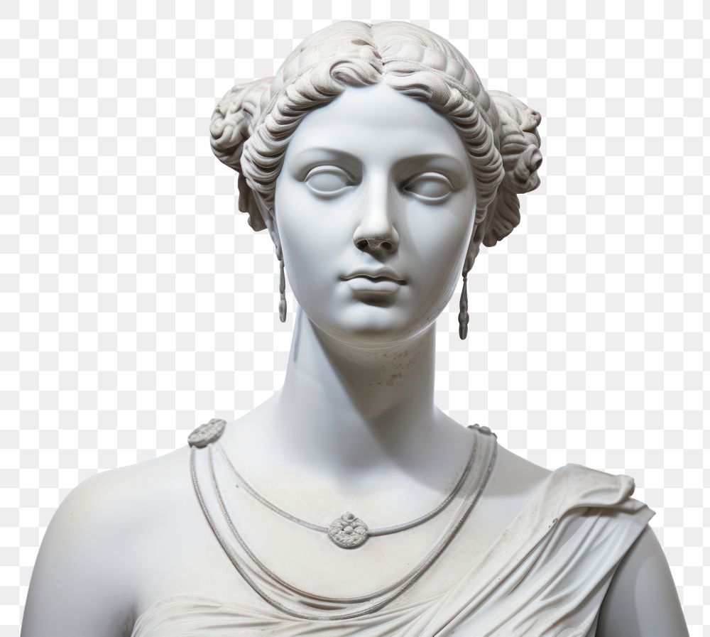 PNG  Greek sculpture wearing necklace statue portrait female