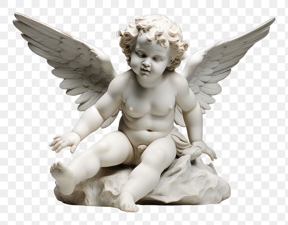 PNG  Greek sculpture cherub statue angel representation.